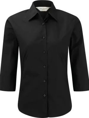 Ladies' 3/4 Sleeved Fitted Shirt – Black
