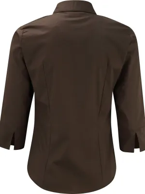 Ladies' 3/4 Sleeved Fitted Shirt – Chocolate
