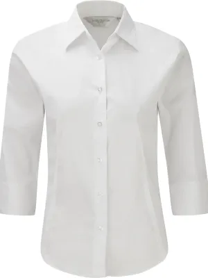 Ladies' 3/4 Sleeved Fitted Shirt – White