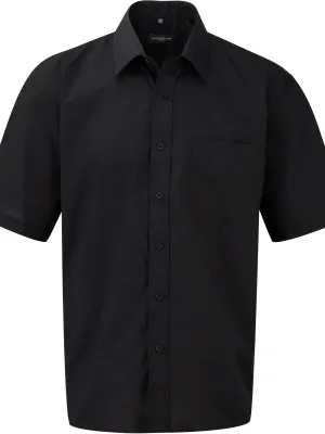 Men's Short-Sleeved Polycotton Poplin Shirt – Black