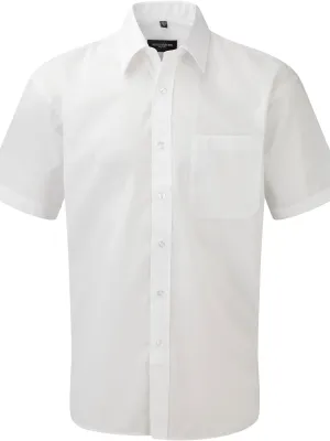 Men's Short-Sleeved Polycotton Poplin Shirt – White
