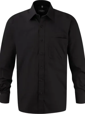 Men's Long-Sleeved Pure Cotton Poplin Shirt – Black