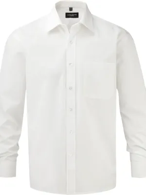 Men's Long-Sleeved Pure Cotton Poplin Shirt – White