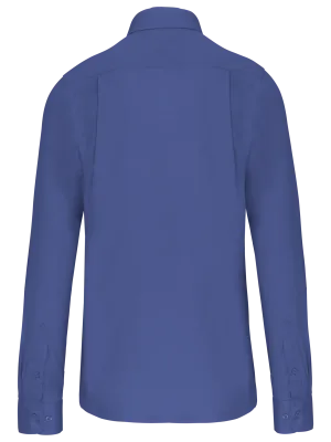 Men's long-sleeved cotton poplin shirt – Cobalt Blue