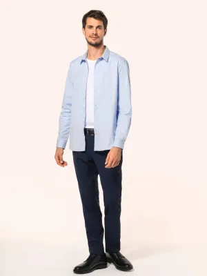 Men's long-sleeved poplin shirt