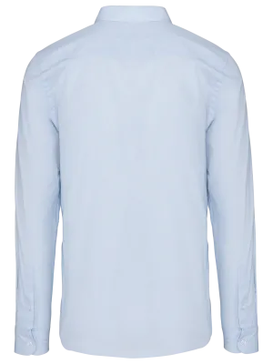 Men’s long-sleeved cotton poplin shirt – Striped Pale Blue / White