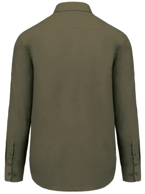 Men's easy-care polycotton poplin shirt – Light khaki