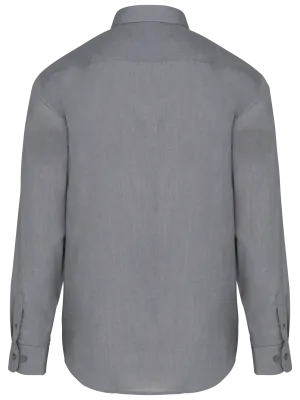 Men's easy-care polycotton poplin shirt – Marl Storm Grey