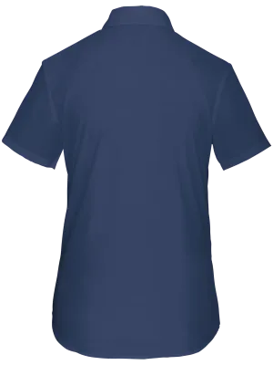 Ladies’ easy-care short sleeve polycotton poplin shirt – Deep Blue