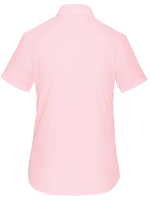 Ladies’ easy-care short sleeve polycotton poplin shirt – Pale Pink