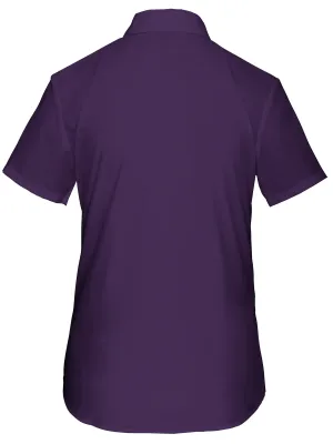 Ladies’ easy-care short sleeve polycotton poplin shirt – Purple