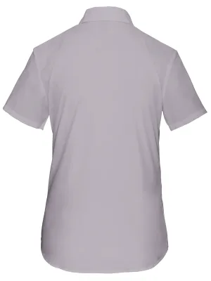 Ladies’ easy-care short sleeve polycotton poplin shirt – Silver