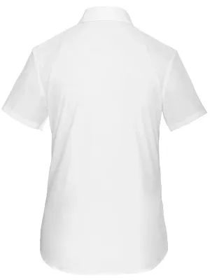 Ladies’ easy-care short sleeve polycotton poplin shirt – White