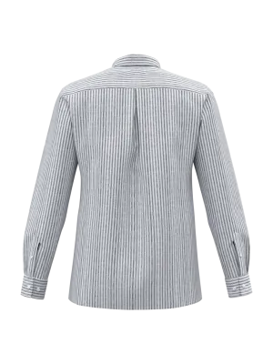 Men's striped linen shirt – White / Navy Blue Stripes