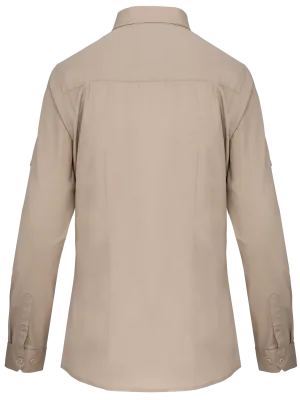Ladies' long sleeved safari shirt – Beige