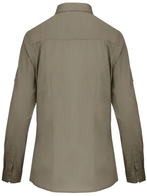 Ladies' long sleeved safari shirt – Light khaki