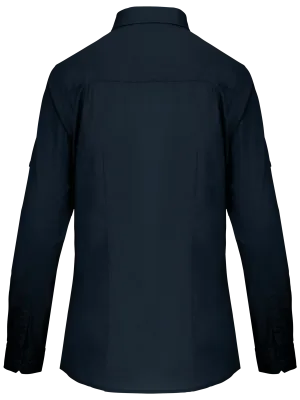 Ladies' long sleeved safari shirt – Navy