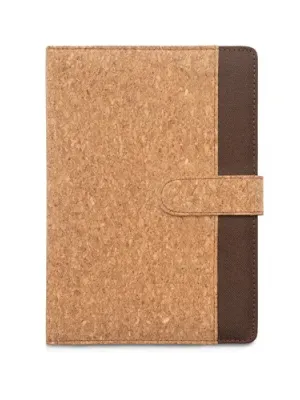 FIELDING. Carpeta A5 de corcho y poliéster reciclado (100% rPET) con bloc de notas extraíble