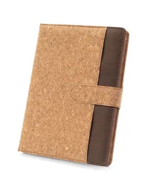 FIELDING. Carpeta A5 de corcho y poliéster reciclado (100% rPET) con bloc de notas extraíble – Naturel