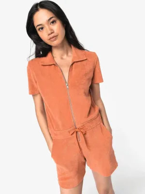 Eco-friendly ladies’ Terry Towel zipped jumpsuit