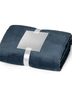 DYLEAF. Couverture polaire (240 g/m²) avec ruban pour carte de personnalisation – Bleu