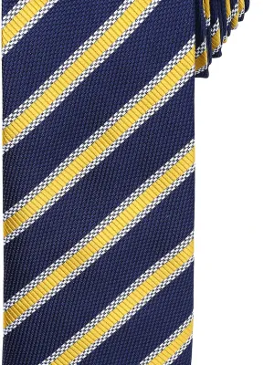 Waffle stripe tie – Navy / Gold