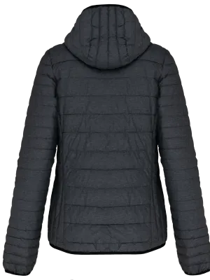 Ladies' lightweight hooded padded jacket – Marl Dark Grey