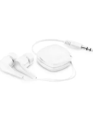 PINEL. Écouteurs rétractables avec câble en ABS de 0.75 m – Blanc