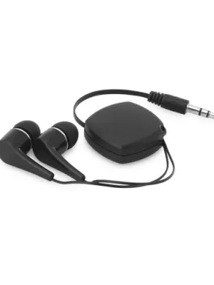 PINEL. Écouteurs rétractables avec câble en ABS de 0.75 m – Noir