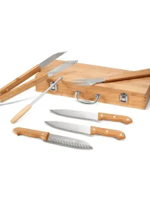 KABSA. Juego de utensilios para barbacoa en caja de bambú – Naturel