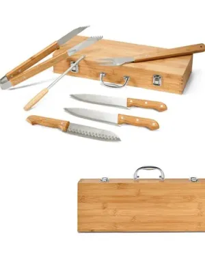 KABSA. Juego de utensilios para barbacoa en caja de bambú