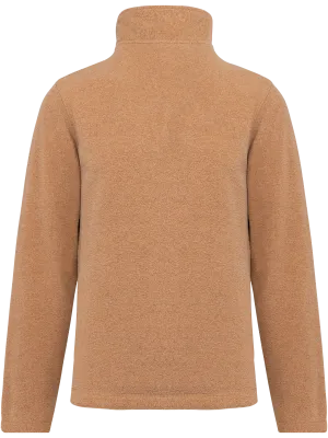 Enzo > Zip neck microfleece jacket – Camel Heather