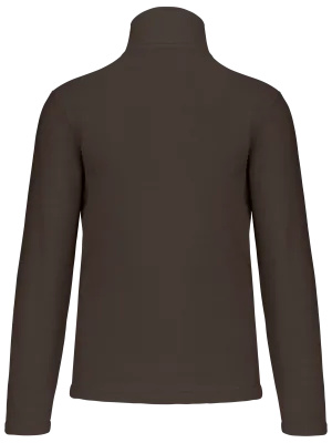 Enzo > Zip neck microfleece jacket – Chocolate