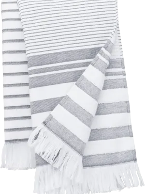 Fouta rayée avec franges – White / Smoke Stripe