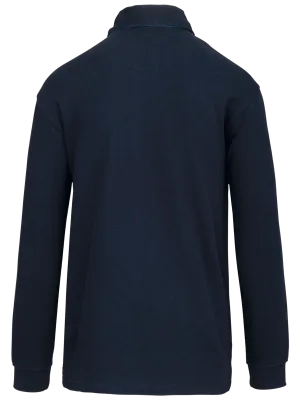 French rib - polo côtelé manches longues – Navy / Jean