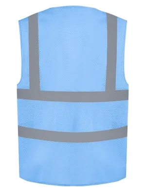 Chaleco de alta visibilidad de malla calada – Sky Blue