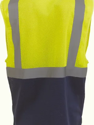 Hi-Vis Top Cool executive waistcoat – Hi Vis Yellow / Navy