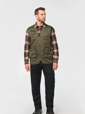 Unisex lined multi-pocket polycotton vest