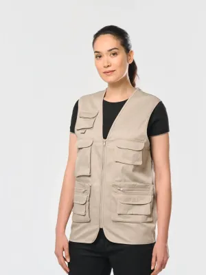 Unisex lined multi-pocket polycotton vest