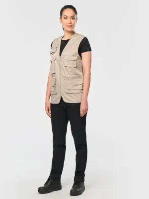 Unisex lined multi-pocket polycotton vest