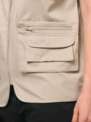 Unisex lined multi-pocket polycotton vest