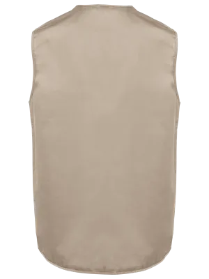 Unisex lined multi-pocket polycotton vest – Beige