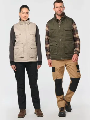 Unisex padded multi-pocket polycotton vest
