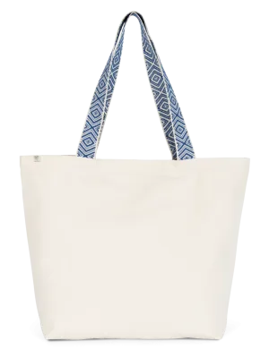 Grand sac shopping recyclé – Ecume / Ethnic Blue