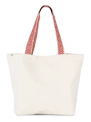 Grand sac shopping recyclé – Ecume / Ethnic Red