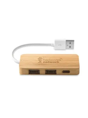 MOSER. HUB con 2 puertos USB-A y 1 USB-C, fabricados en bambú
