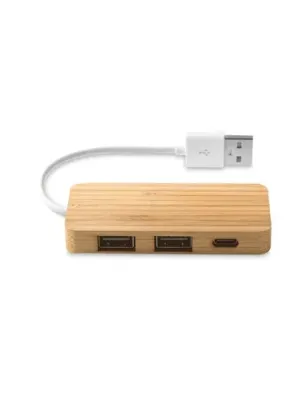 MOSER. HUB con 2 puertos USB-A y 1 USB-C, fabricados en bambú