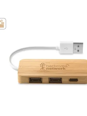 MOSER. HUB con 2 puertos USB-A y 1 USB-C, fabricados en bambú