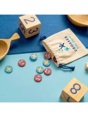 CROSSES. Jeu du morpion classique avec 10 pièces en contreplaqué