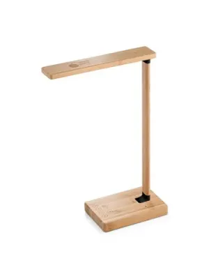 MOREY. Folding desk lamp with 15W superfast wireless charger in bamboo